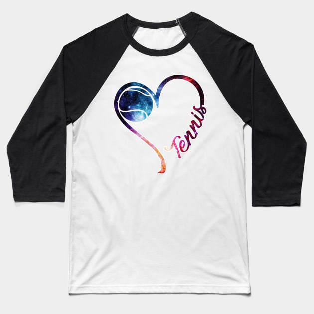 Galaxy Tennis heart Baseball T-Shirt by PatrickRobbin